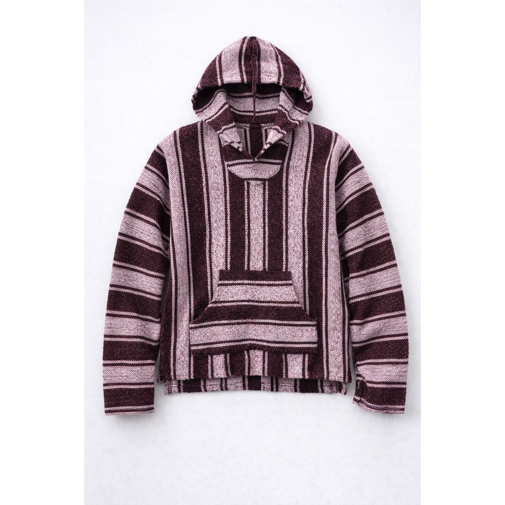 Sunspecs Baja Hoodie XL Burgundy Stripe Mexican‎ Blanket Kangaroo